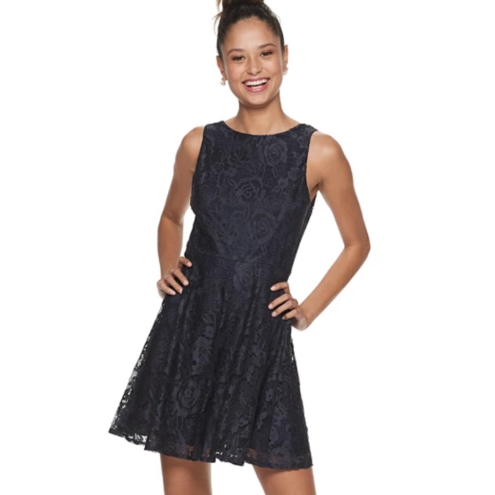 🌞 3/$15 Speechless Black Lace Fit and Flare Mini Tank Dress Juniors